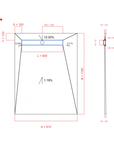 Showerlay Wiper 4 way 910 x 1180 mm...
