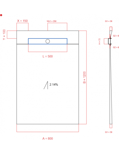 Showerlay Wiper 1 way 800 x 1200 mm...