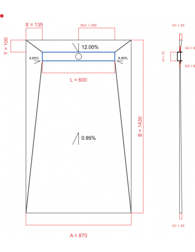 Showerlay Wiper 4 way 870 x 1430 mm...
