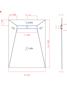 Showerlay Wiper 4 way 910 x...
