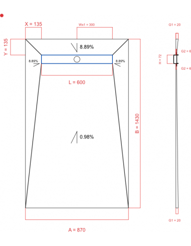 Showerlay Wiper 4 way 870 x 1430 mm...