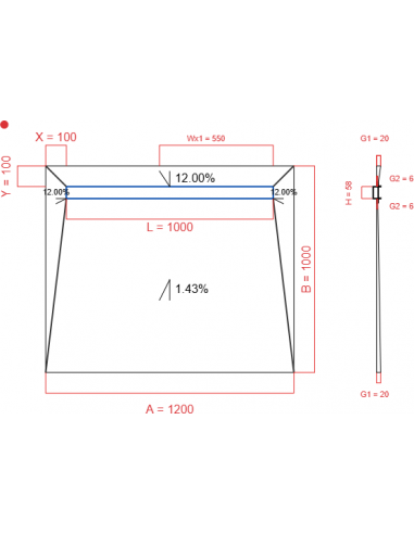 Showerbase Wiper 4 way 1200 x 1000 mm...