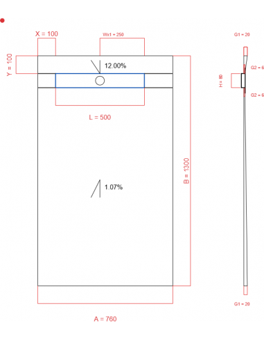 Showerlay Wiper 2 way 760 x 1300 mm...