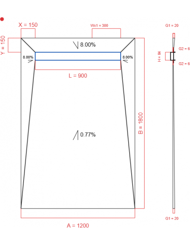 Showerlay Wiper 4 way 1200 x 1800 mm...