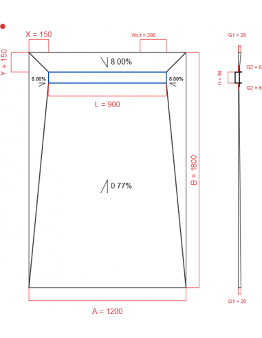 Showerlay Wiper 4 way 1200 x 1800 mm...
