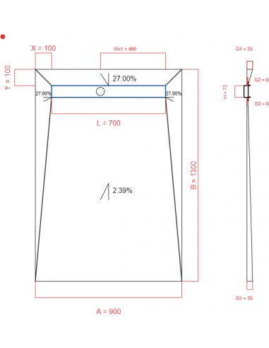 Showerlay Wiper 4 way 900 x 1300 mm...