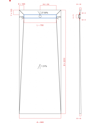 Showerlay Wiper 4 way 900 x 2230 mm...