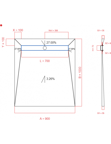 Showerlay Wiper 4 way 900 x 1000 mm...
