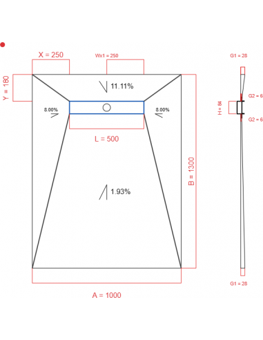 Showerlay Wiper 4 way 1000 x 1300 mm...