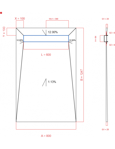Showerbase Wiper 4 way 800 x 1247 mm...