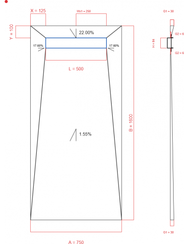 Showerlay Wiper 4 way 750 x 1600 mm...