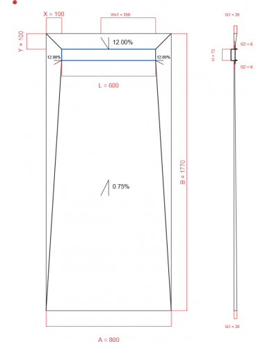 Showerlay Wiper 4 way 800 x 1770 mm...