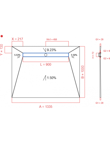 Showerlay Wiper 4 way 1335 x 1000 mm...