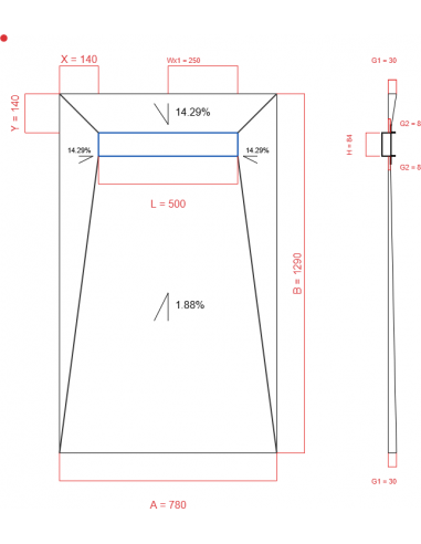 Showerlay Wiper 4 way 780 x 1290 mm...