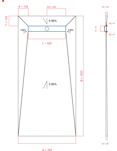 Showerlay Wiper 4 way 769 x 1600 mm...