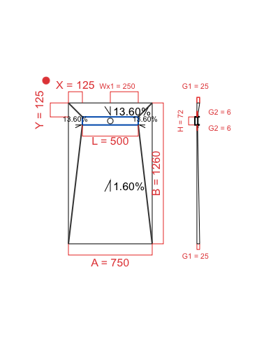 Showerlay Wiper 4 way 750 x 1260 mm...