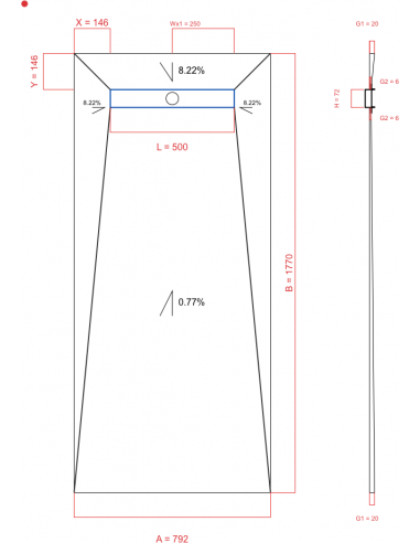 Showerlay Wiper 4 way 792 x 1770 mm...