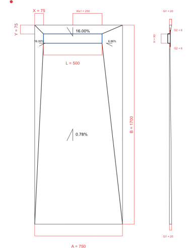 Showerlay Wiper 4 way 750 x 1700 mm...
