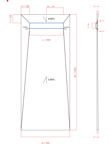 Showerlay Wiper 4 way 720 x 1700 mm...