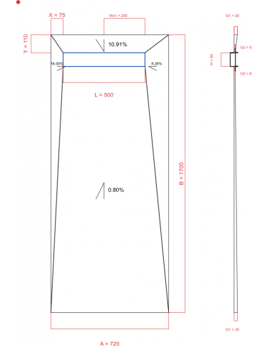 Showerlay Wiper 4 way 720 x 1700 mm...