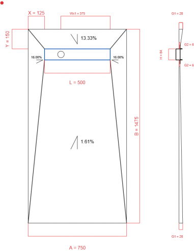 Showerlay Wiper 4 way 750 x 1475 mm...