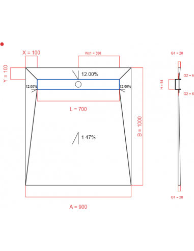 Showerlay Wiper 4 way 900 x 1000 mm...