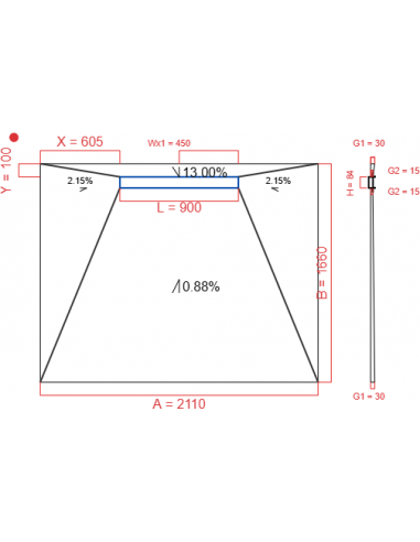 Showerlay Wiper 4 way 2110 x 1660 mm...