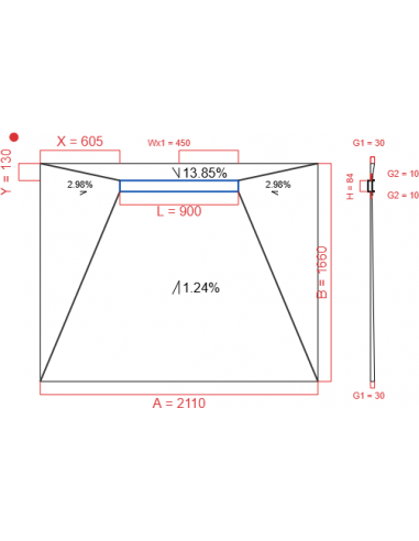 Showerlay Wiper 4 way 2110 x 1660 mm...