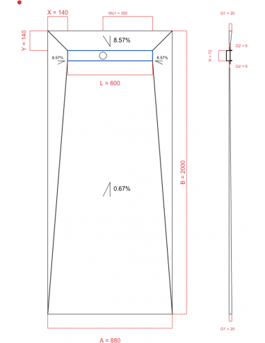 Showerlay Wiper 4 way 880 x 2000 mm...
