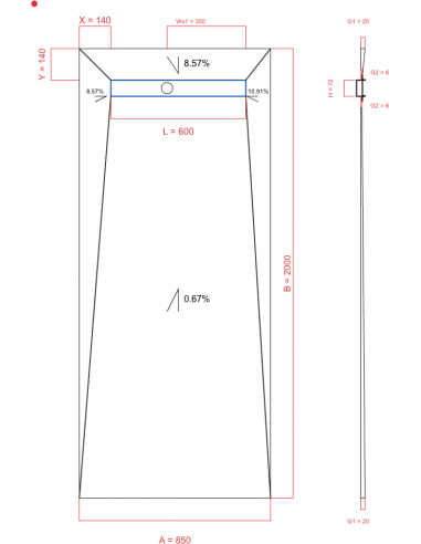 Showerlay Wiper 4 way 850 x 2000 mm...
