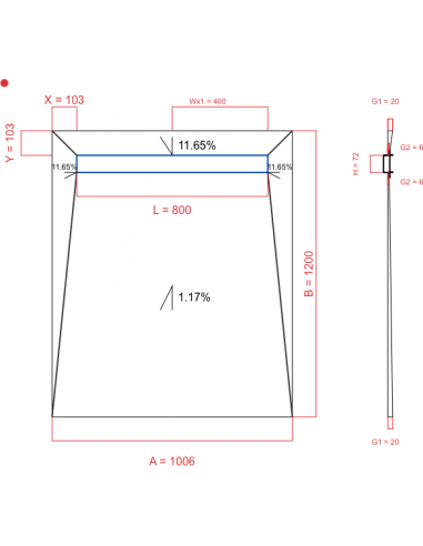Showerlay Wiper 4 way 1006 x 1200 mm...