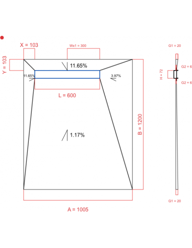 Showerlay Wiper 4 way 1005 x 1200 mm...