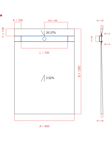 Showerlay Wiper 2 way 900 x 1280 mm...