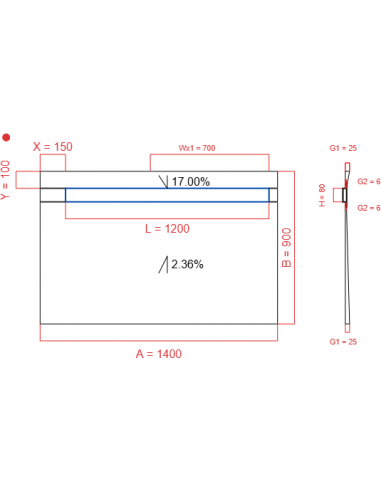 Showerlay Wiper 2 way 1400 x 900 mm...