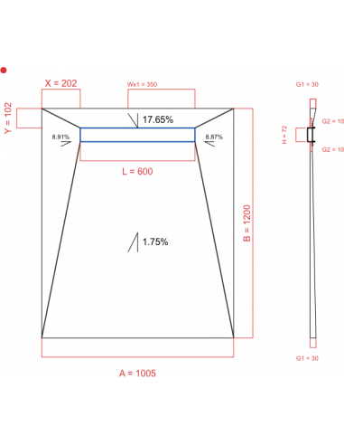 Showerlay Wiper 4 way 1005 x 1200 mm...