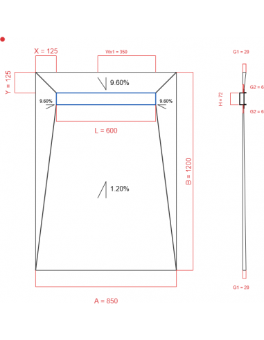 Showerlay Wiper 4 way 850 x 1200 mm...