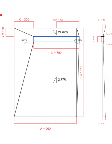 Showerlay Wiper 4 way 960 x 1370 mm...