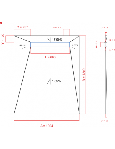 Showerlay Wiper 4 way 1004 x 1200 mm...