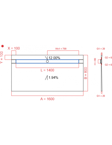 Showerlay Wiper 2 way 1600 x 800 mm...