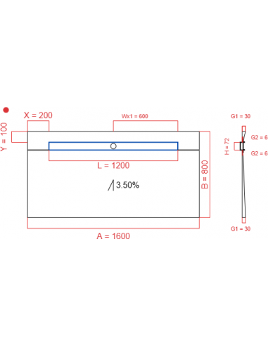 Showerlay Wiper 1 way 1600 x 800 mm...