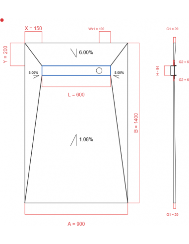 Showerlay Wiper 4 way 900 x 1400 mm...