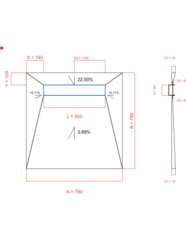 Showerlay Wiper 4 way 780 x 780 mm...