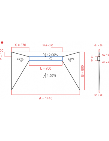 Showerlay Wiper 4 way 1440 x 800 mm...