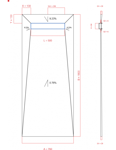 Showerlay Wiper 4 way 760 x 1800 mm...