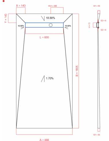 Showerlay Wiper 4 way 886 x 1805 mm...