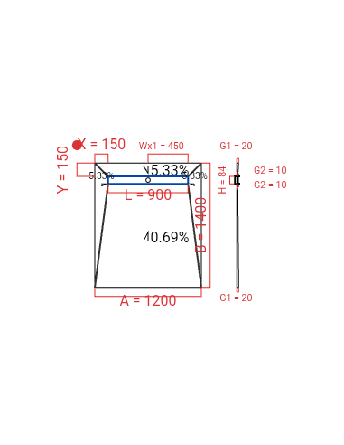 Showerlay Wiper 4 way 1200 x 1400 mm...