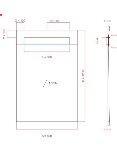 Showerlay Wiper 1 way 800 x 1200 mm...