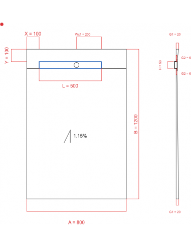 Showerlay Wiper 1 way 800 x 1200 mm...