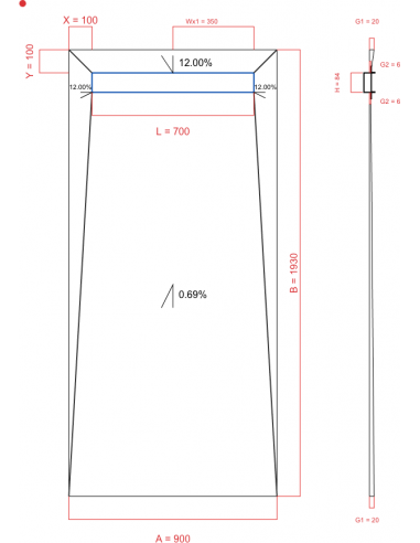 Showerlay Wiper 4 way 900 x 1930 mm...