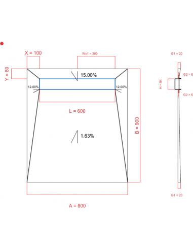 Showerbase Wiper 4 way 800 x 900 mm...